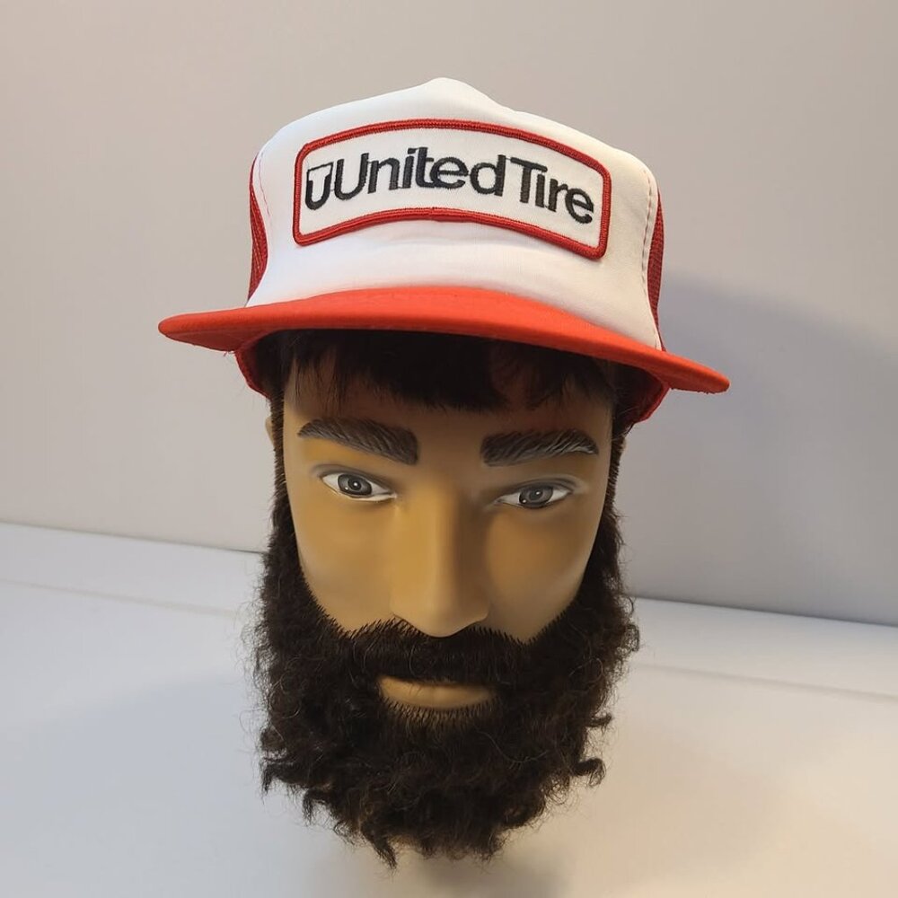 Vintage 90s United Tire Patch Adjustable Mesh Trucker Hat
